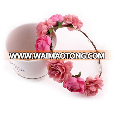 Boho style artificial flower crown,pink tiara flower crown