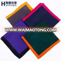 High Quality Mens Wool Handkerchief Hand Rolled Custom Printed Wool Pocket Squares